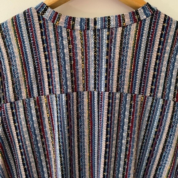 BCBGeneration Blue Multicolored Striped Short Sleeve A-Line Mini Dress Size L - Picture 5 of 12